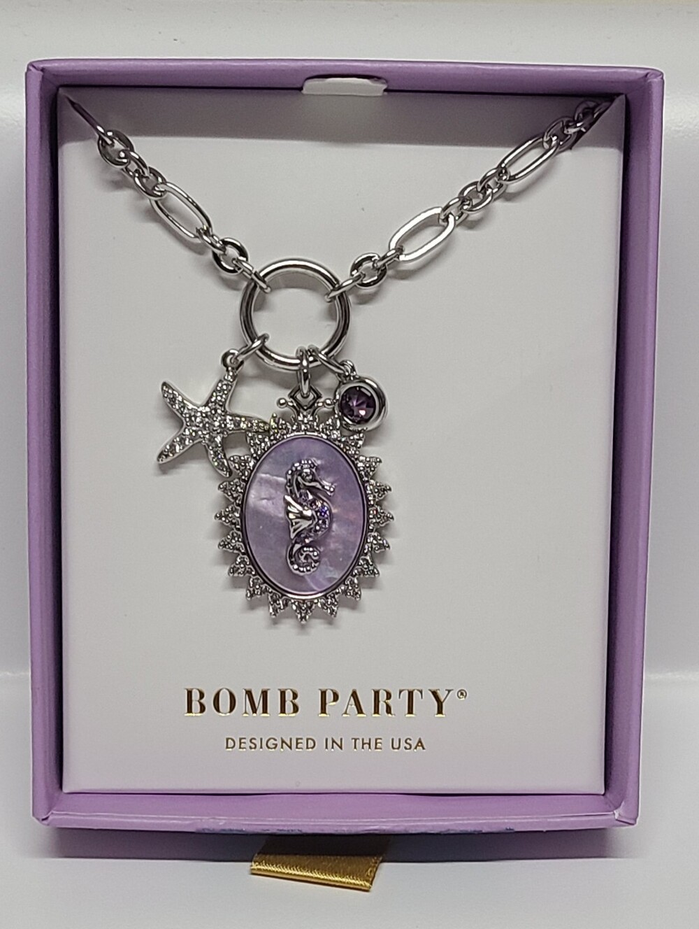 Bomb Party Atlantis Collection Starfish Glam Charm Necklace Silver RBP6008 NIB